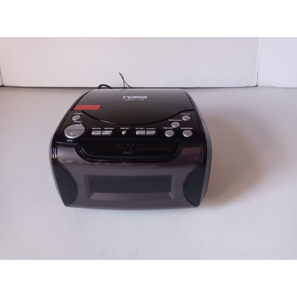 Compact Dual Alarm Clock AM/FM Radio w CD Player & USB Charge Port (NRC-175)